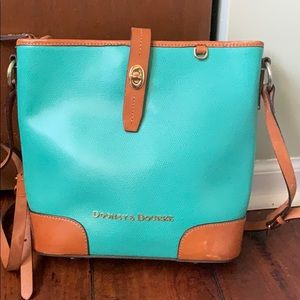 Teal&tan colored leather Dooney & Bourke handbag